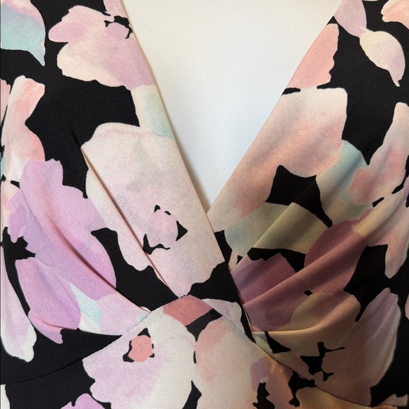 Black Label Evan Picone Floral Midi Dress Size 16 Sleeveless A-Line Stretch - Picture 4 of 13